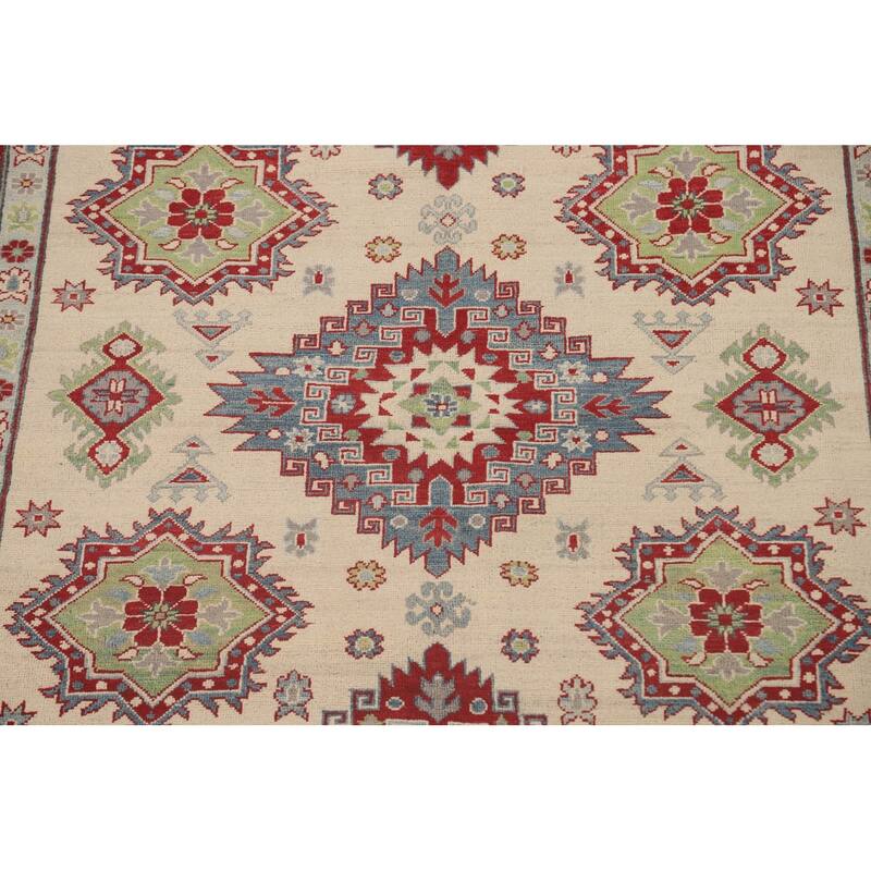 Traditional Beige Kazak Area Rug Handmade Wool Carpet - 6'8" x 9'8"