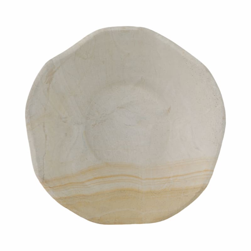 Sandstone Sculpted Flared Decorative Bowl for Home Decor - 6" Tan - 9" x 9" x 6"