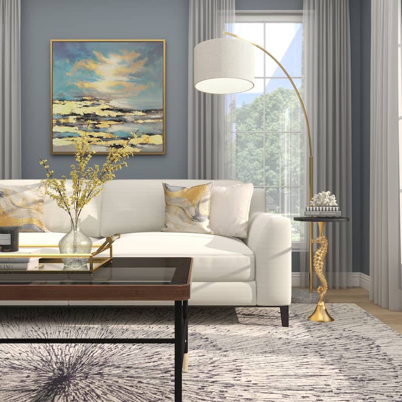 Aluminum Metal Sea Horse Pedestal Side End Accent Table with Tray Top - Silver or Gold - Roche River Decor
