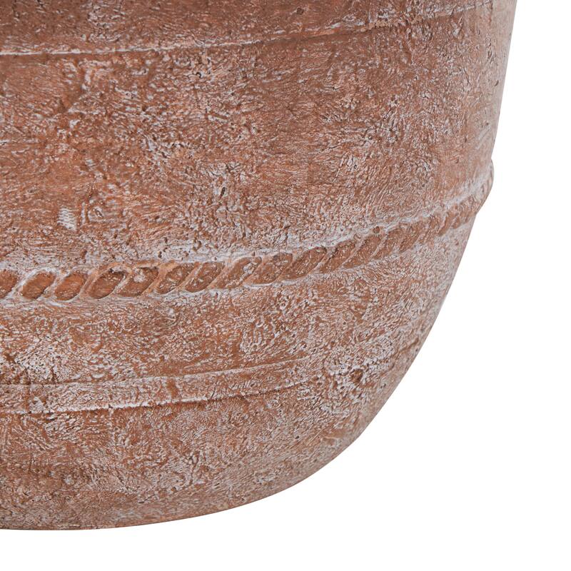 Cream or brown Magnesium Oxide Distressed Vase with Raised Braided Accents