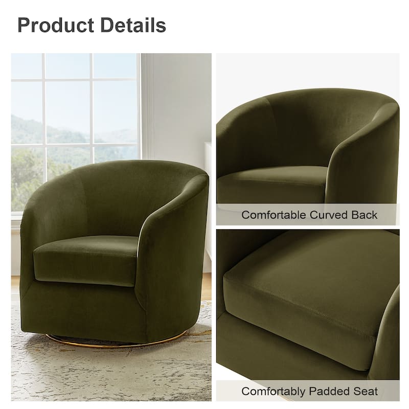 Eleuterio Modern Upholstered Swivel Accent Barrel Chair with Metal Base Set of 2 by HULALA HOME