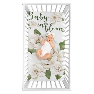 Boho Flower Floral Girl Photo Op Fitted Crib Sheet Ivory Shabby Chic Bohemian Watercolor Garden Wildflower Nature Modern Beige