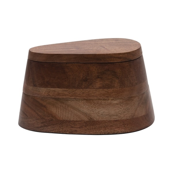 slide 1 of 6, Acacia Wood 2-Tier Salt and Pepper Dish Pinch Pot with Lid