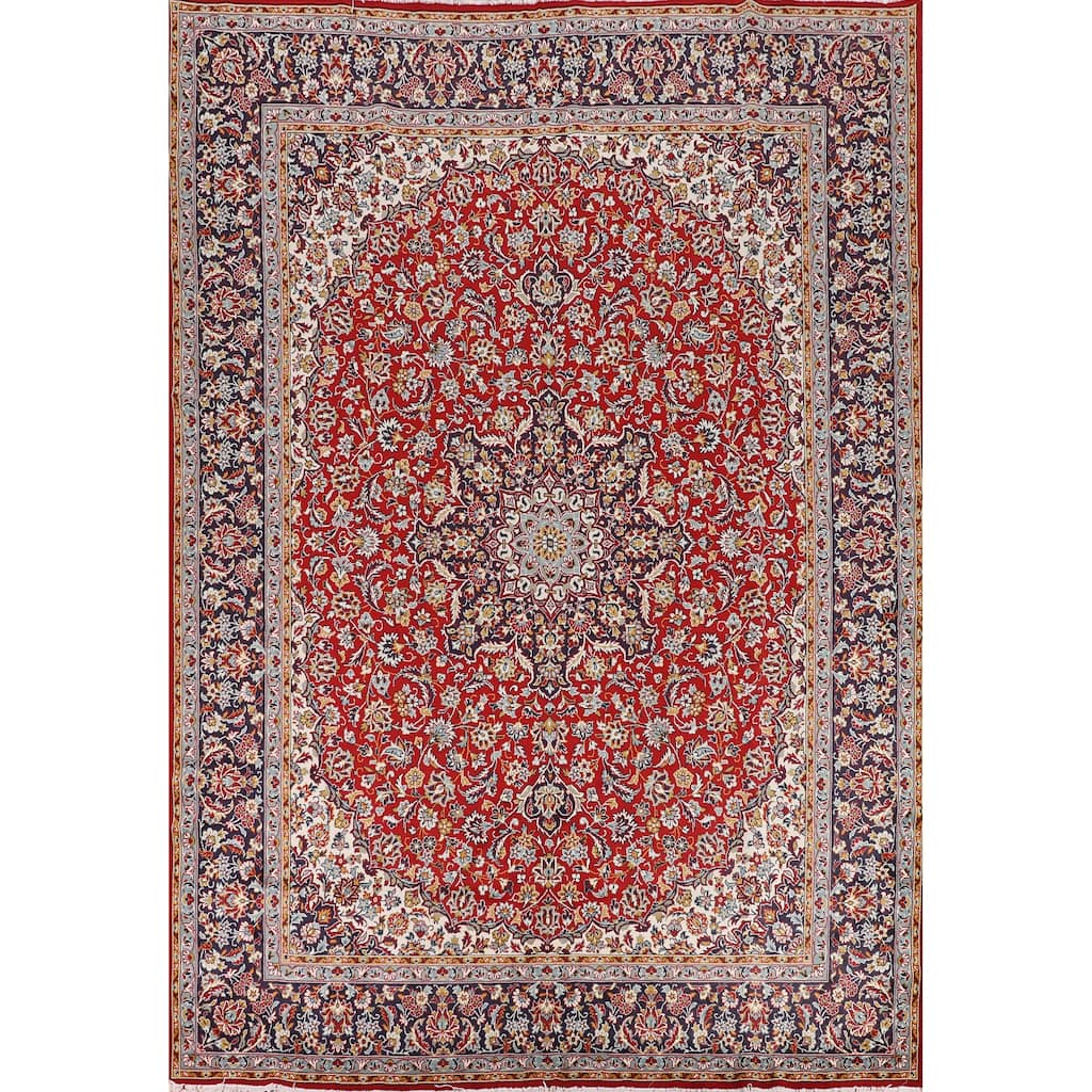 Traditional Kashan Turkish Area Rug Machine Made Living Room Carpet - 9'6" x 12'6"