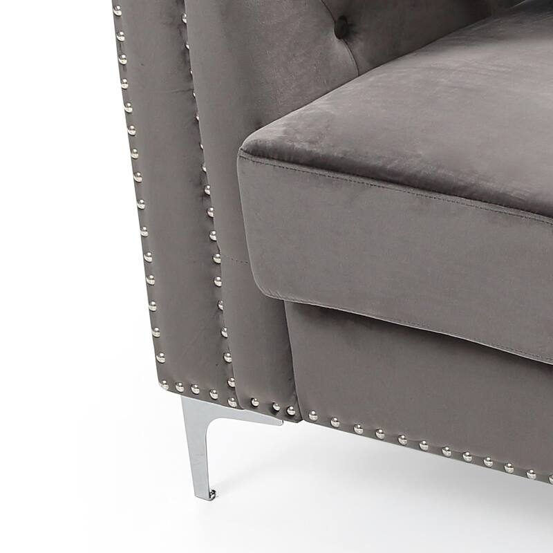 Dark Gray Velvet Sofa, 83"L x 34"W x 31"H