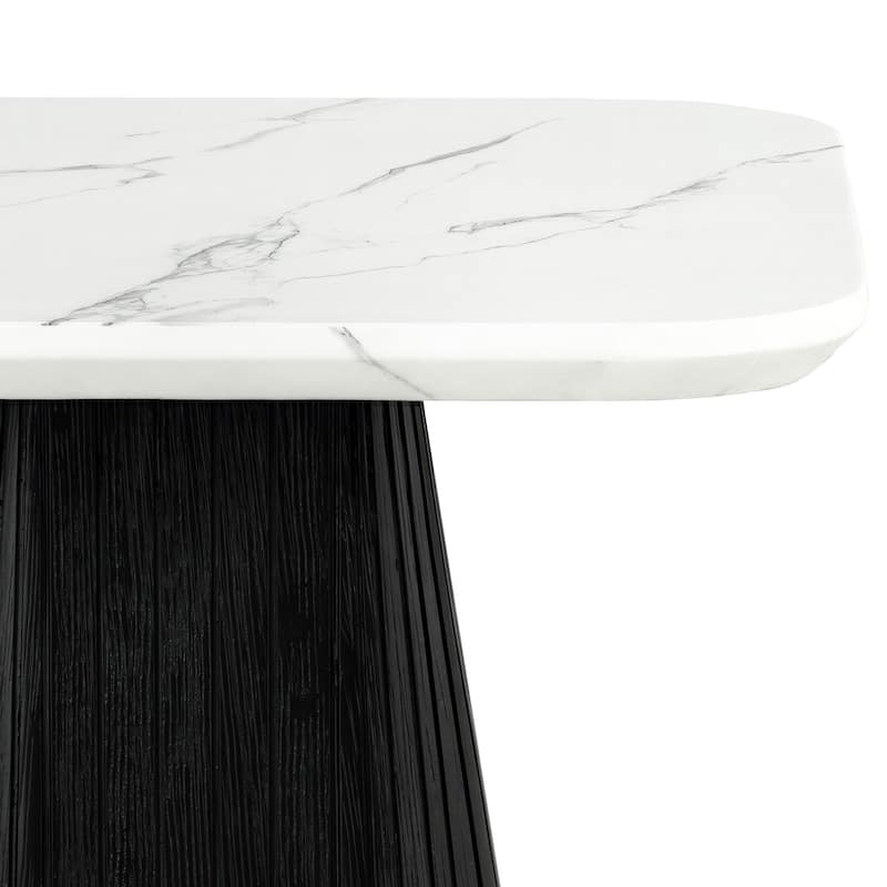 Furniture of America Tonix Modern White and Black Square Faux Marble Top End Table