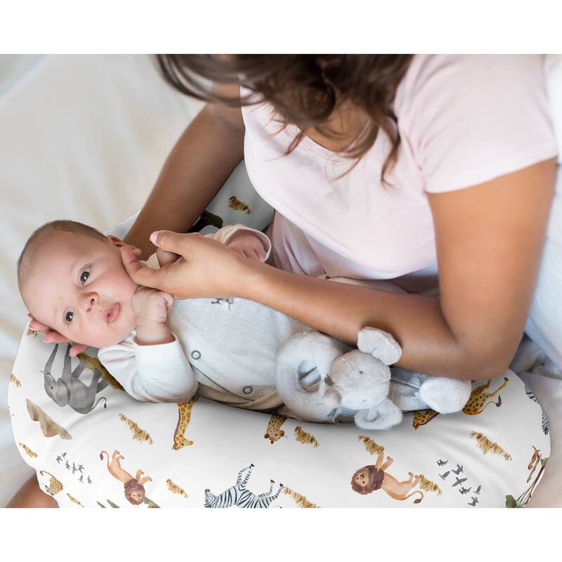 Sweet Jojo Designs Jungle Animals Boy Girl Gender Neutral Nursing Breastfeeding Pillow Cover (Pillow Not Included) Green Boho