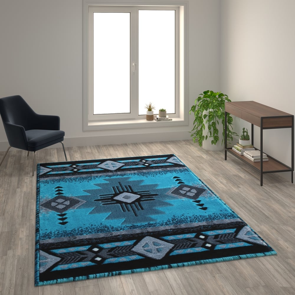 Traditional Southwestern Style Olefin Fiber Geometric Area Rug