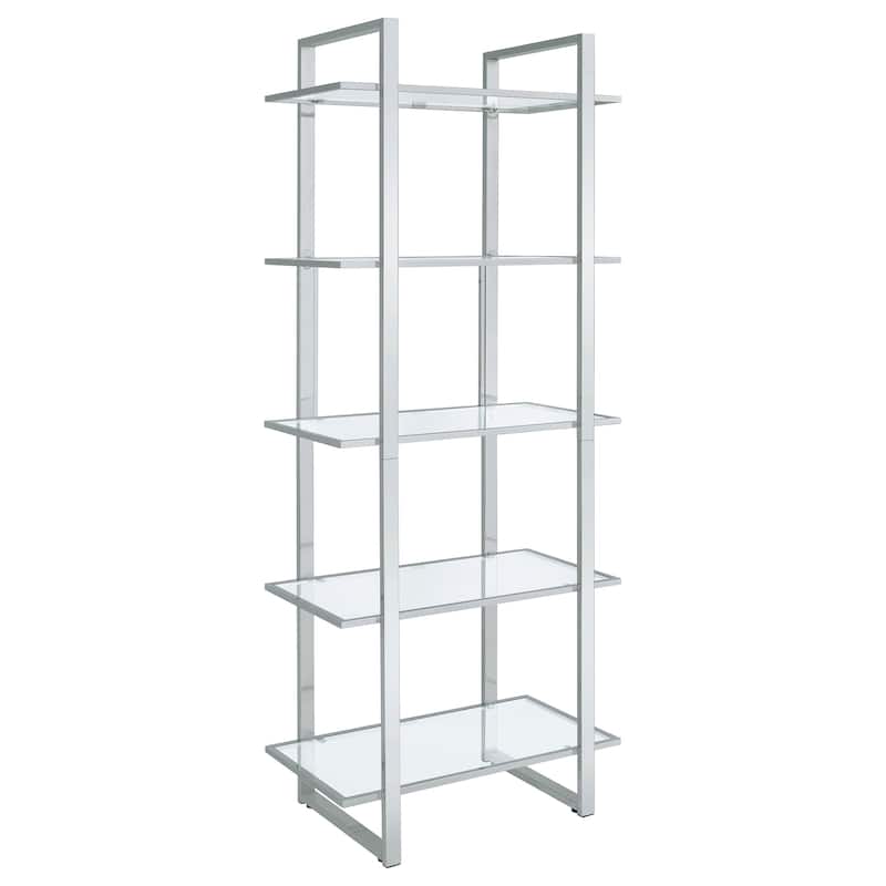 Hartford 79-inch 5-shelf Glass Bookshelf - 31.50" x 17.75" x 79.00" - Clear