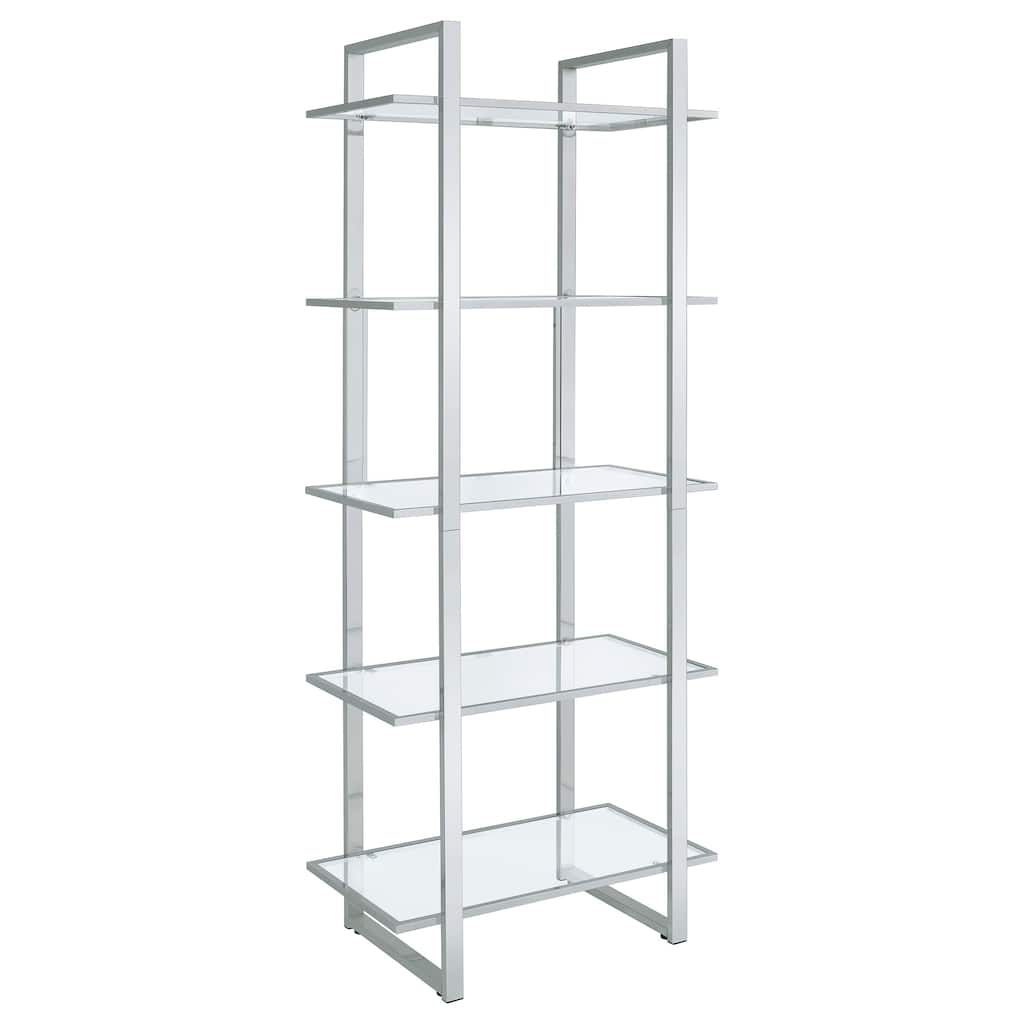 Hartford 79-inch 5-shelf Glass Bookshelf - 31.50" x 17.75" x 79.00"