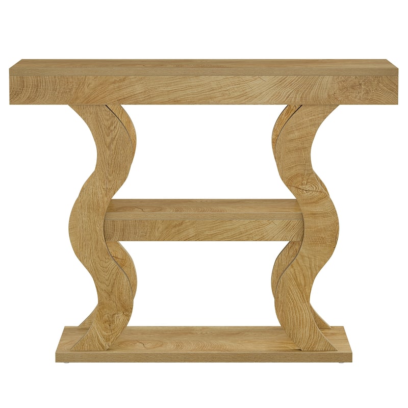 41" Console Table for Entryway, 3-Tier Wood Sofa Table with Storage Shelves for Living Room, Hallway, Foyer, Entrance