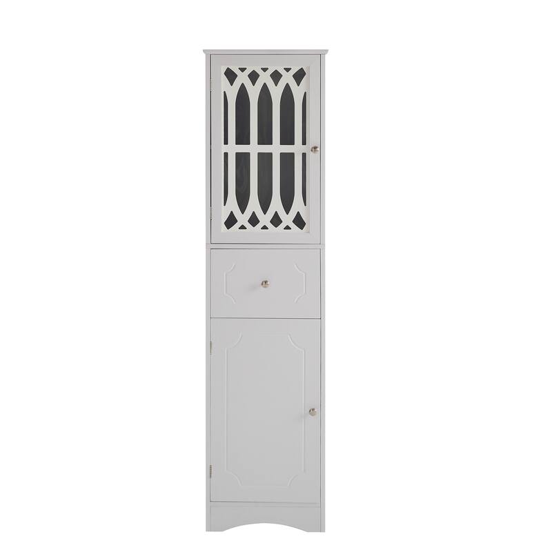 Tall Bathroom Cabinet, Freestanding Storage Cabinet with Drawer and Doors - White