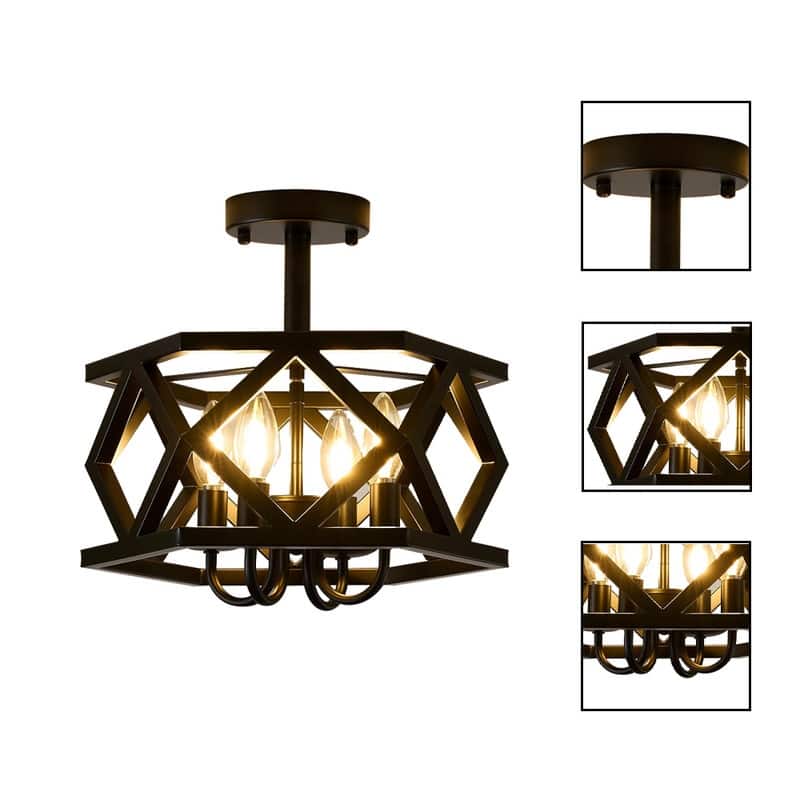 4 Light light bulb black ceiling light metal kitchen ceiling light - N/A