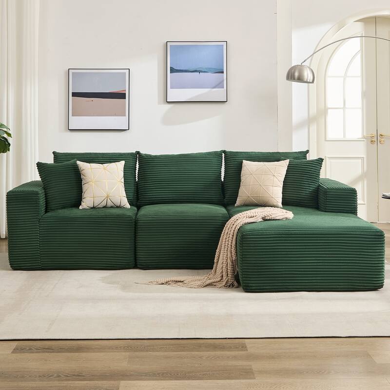 109'' Corduroy Modular Sectional Sofa with Chaise
