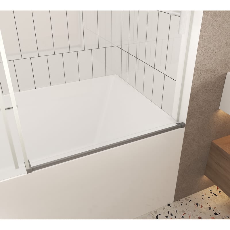 60 "W x 60" H Frameless Shower Door with Stainless Steel Handle - 60'' x 0.31'' x 60''