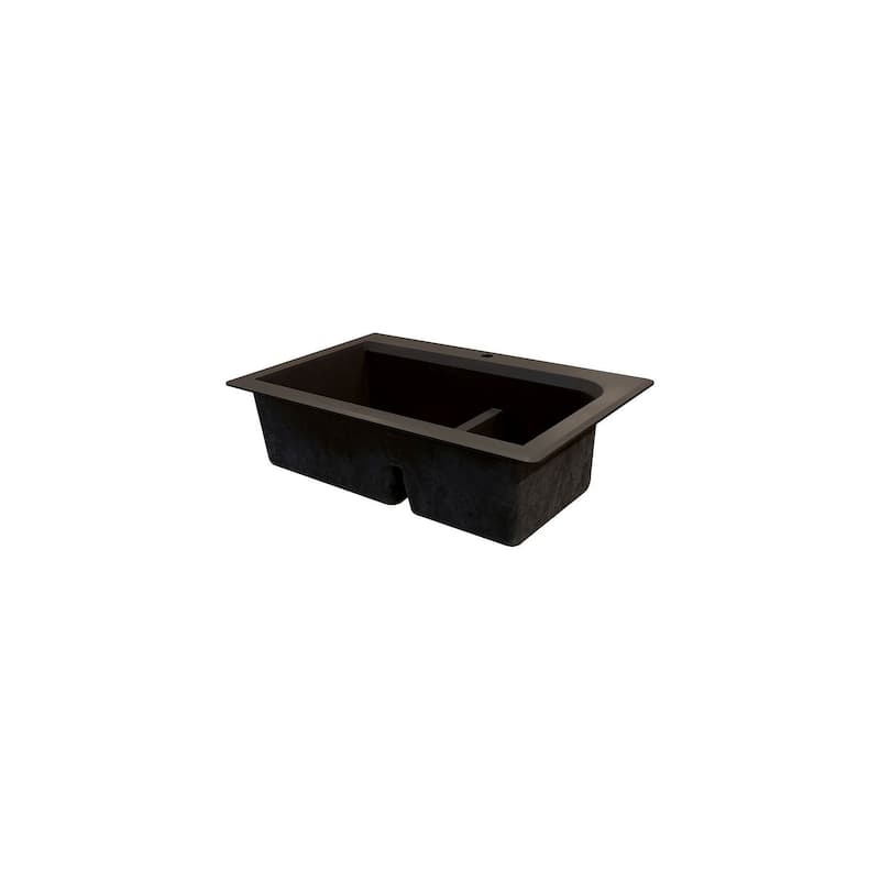 Transolid Radius 33in x 22in silQ Granite Drop-in Double Bowl Kitchen Sink with 1 Pre-Drilled Faucet Hole