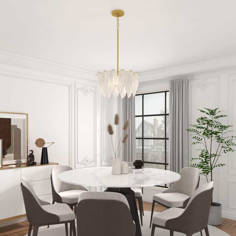 Acroma 4 - Lights Elegant Leaf-Inspired Glass Chandelier