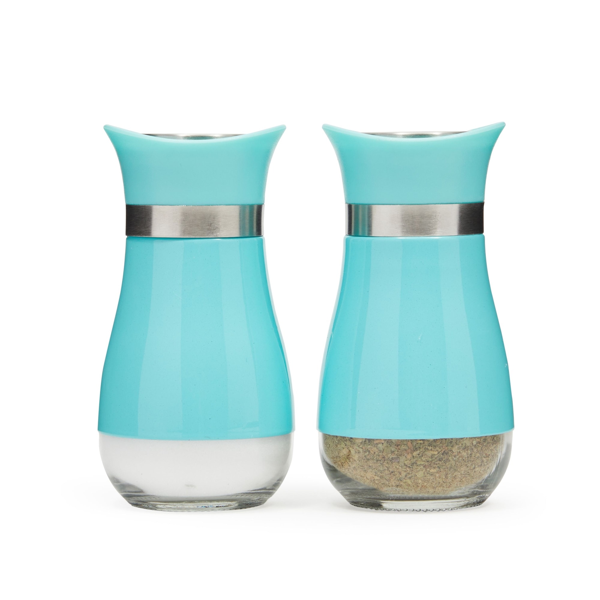 Teal Salt and Pepper Shakers Set by Brighter Barns - Turquoise Kitchen  Decor & Teal Kitchen Accessories - Cute Modern Farmhouse Glass Shakers for  Home