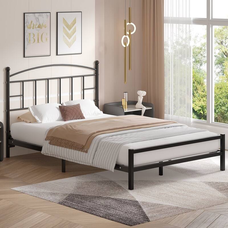 Javlergo Full/Queen/King Size Victorian Style Black Metal Headboard Heavy Duty Steel Curved Headboard Only for Bedroom