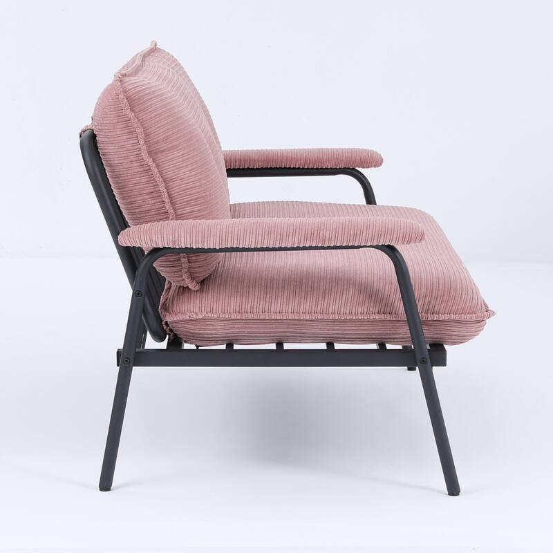 53-inch Pink Corduroy Sofa with Simple Modern Design and Stable Structure