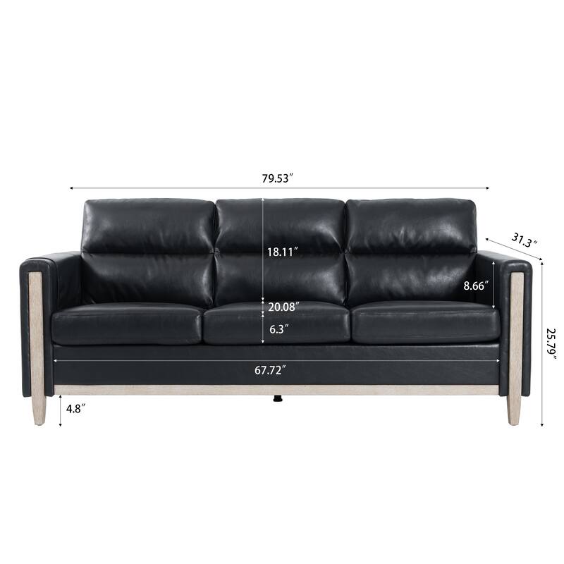 79.5" Velvet Solid Wood 3-Seater Sofa with Pocket Spring Seat, PP Foam Backrest, and Side Storage Pocket
