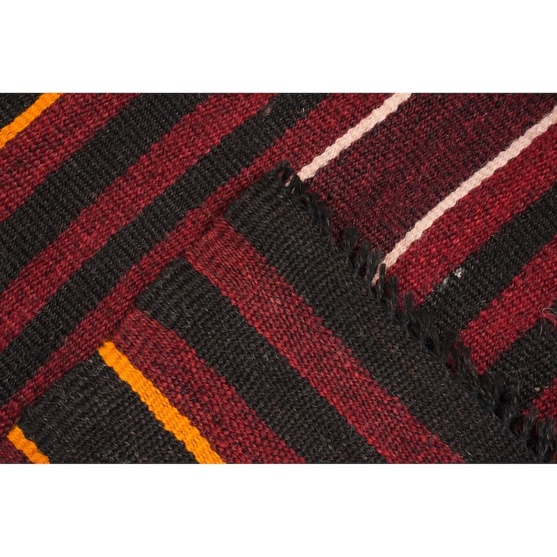 Hand Woven Oriental 100% Wool Carpet Southwestern Tribal Red Kilim Area Rug - 11' 3'' X 6' 7''
