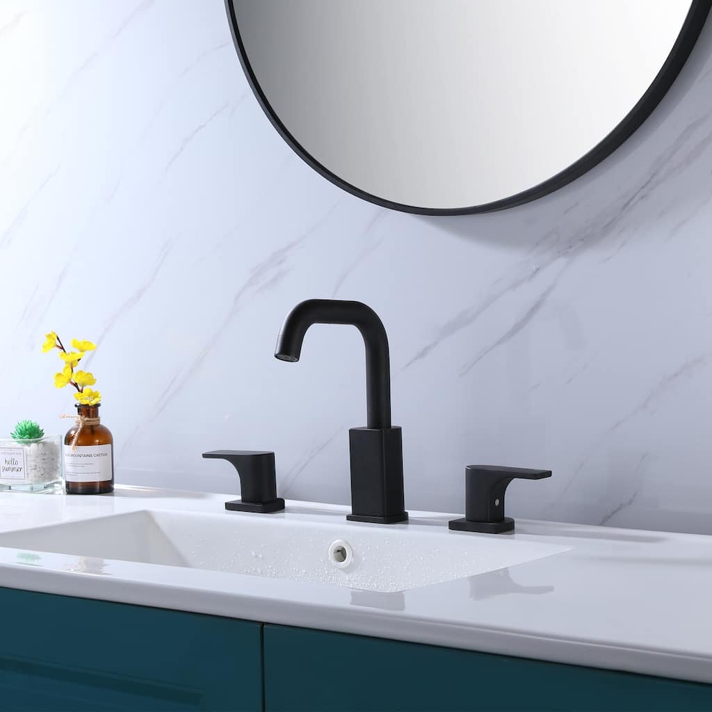 Widespread Double Handles Bathroom Faucet With Swivel Spout