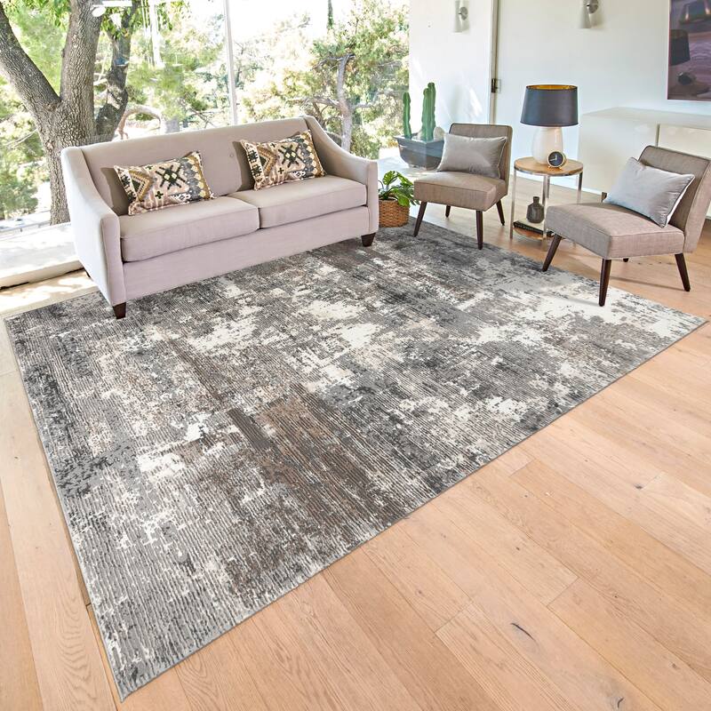 Gertmenian Kielo Modern Abstract Soft Polyester High-Low Style Indoor Area Rug Collection