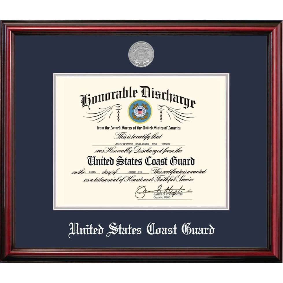 Patriot Frames Coast Guard 8.5x11 Discharge Petite Frame with Silver Medallion
