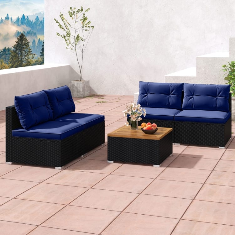 5-Piece Modern Outdoor Furniture Set for Backyard and Poolside - 27" x 25" x 25.5" (L x W x H)