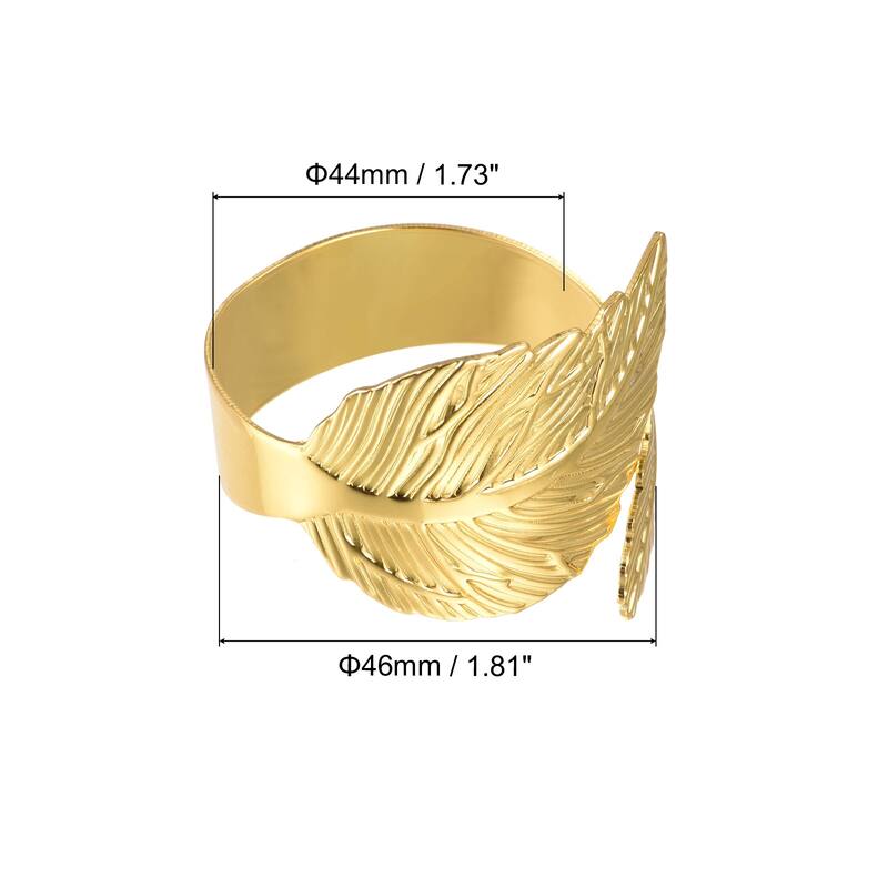 Napkin Rings, 4pcs 44mm Inner Diameter Alloy Leaf Napkin Buckles, Gold Tone