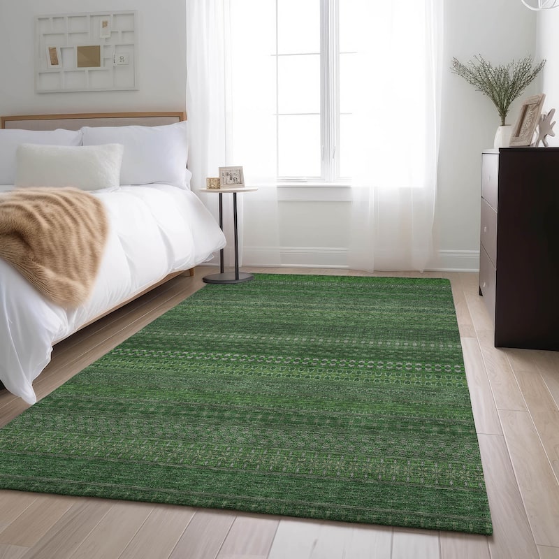 Premium Washable Super Soft Boho Stripes Mayfield Rug - Fern - 3' x 5' - Rectangle