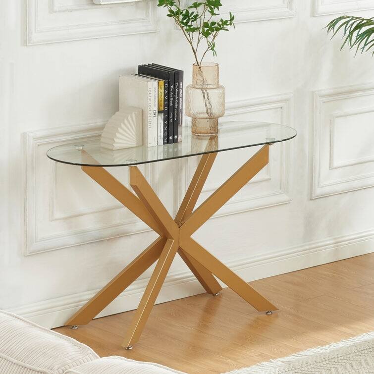 45.3'' Glass Top Console Table - Gold