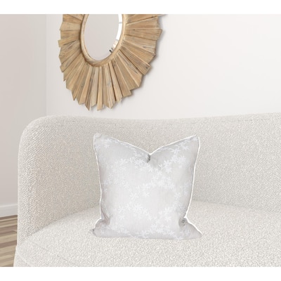 HomeRoots 20" X 20" Gray and White Floral Polyester Zippered Pillow