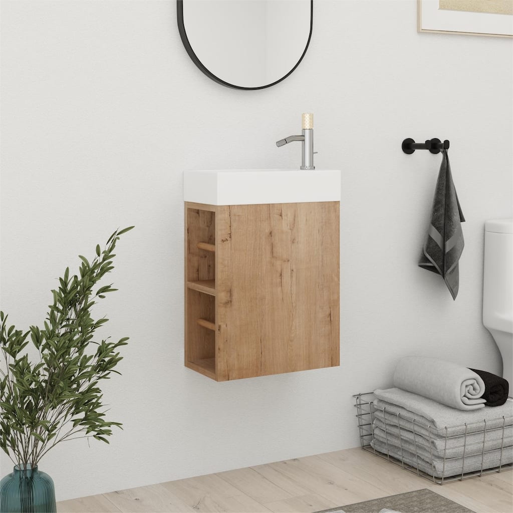 Bathroom Vanity With Sink In 12/16 Inch, Floating Bathroom Vanity With Soft Close Door And Shelf