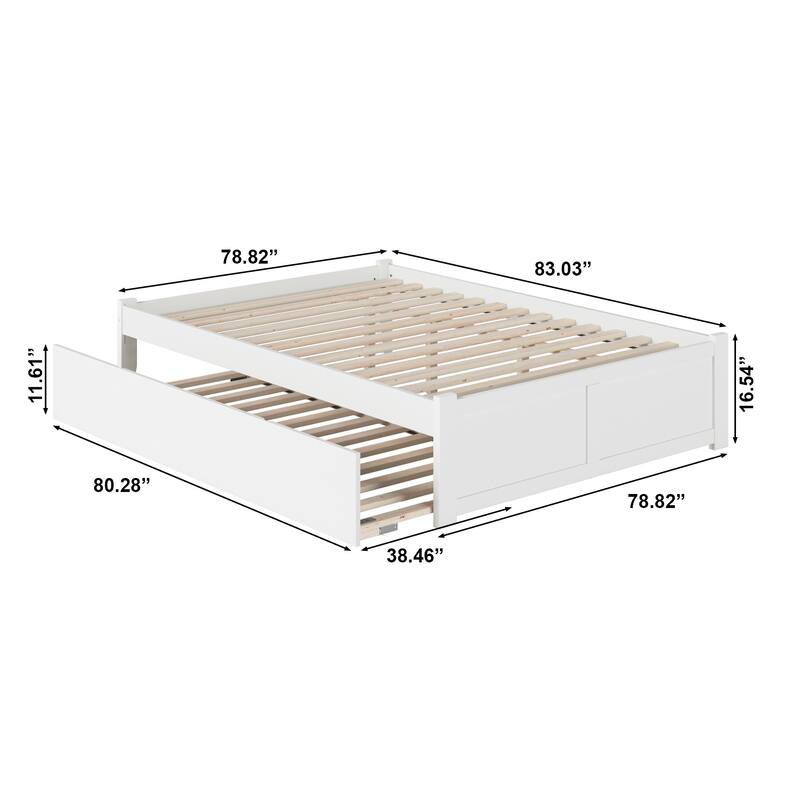 Concord King Platform Bed with Footboard & Twin XL Trundle in White