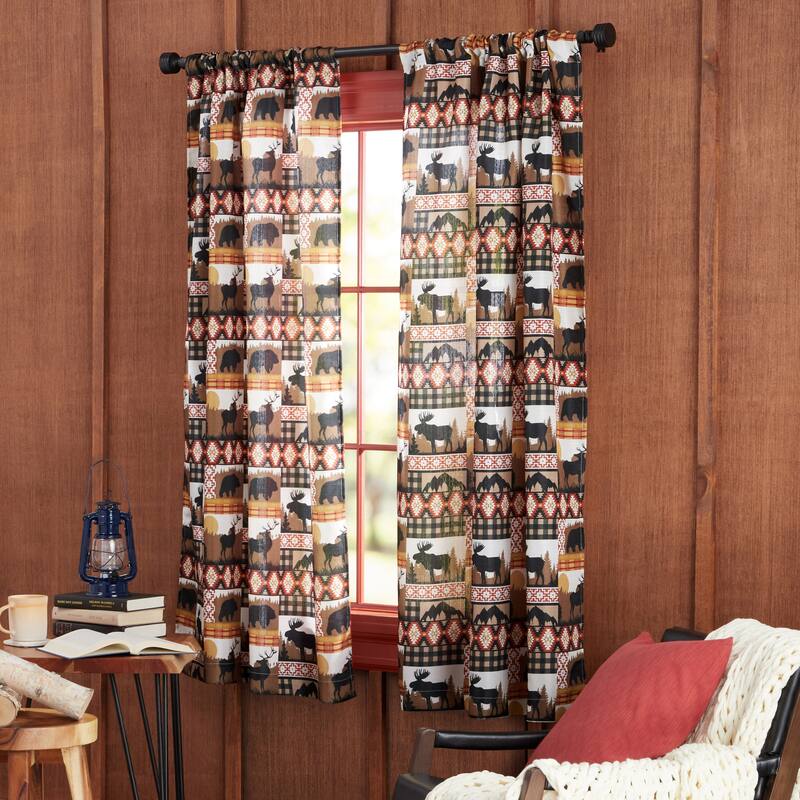Estate View Moose Lodge Light Filtering Rod Pocket Curtain Panel Pair