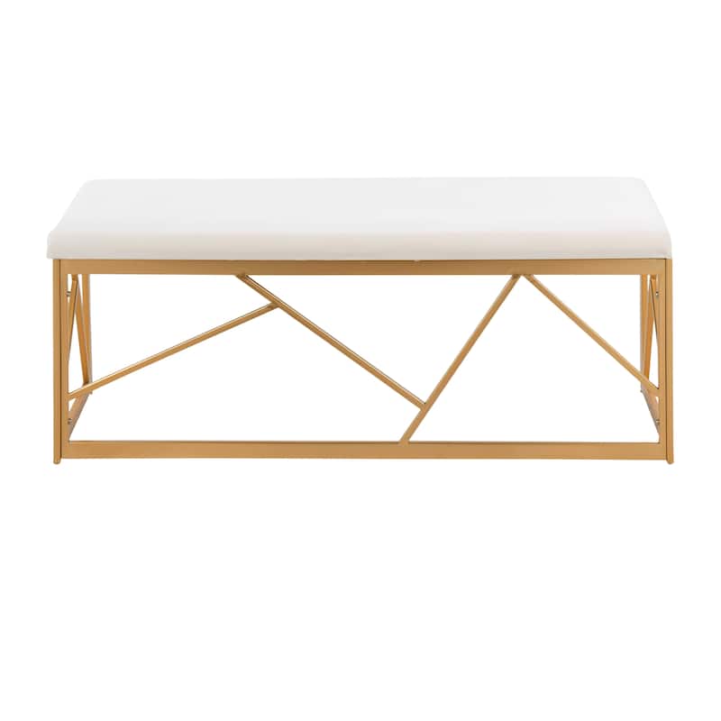 Silver Orchid Sala Glam Metal Upholstered Bench