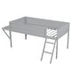 preview thumbnail 10 of 12, Wood Twin Size Gaming Loft Bed with Desk and LED, Grey