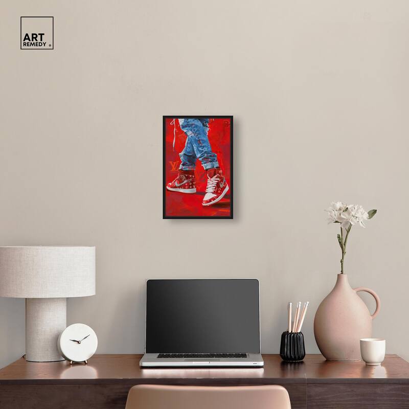 Bold Red Glam Sneakers Canvas by Art Remedy