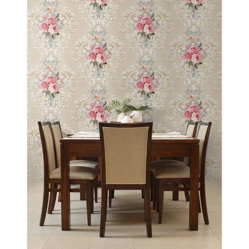 Seabrook Designs Vesper Floral Cameo Unpasted Wallpaper