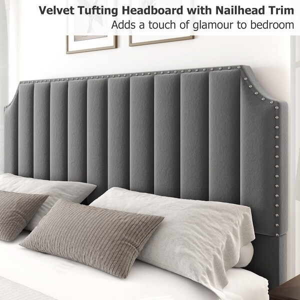 RONIPIC King Vertical Lines Upholstered Bed Frame - On Sale - Bed
