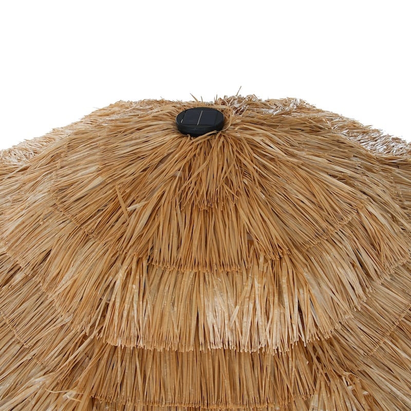 Clihome 9FT Patio 2-Top Hawaiian Style Thatch Umbrella With Lights