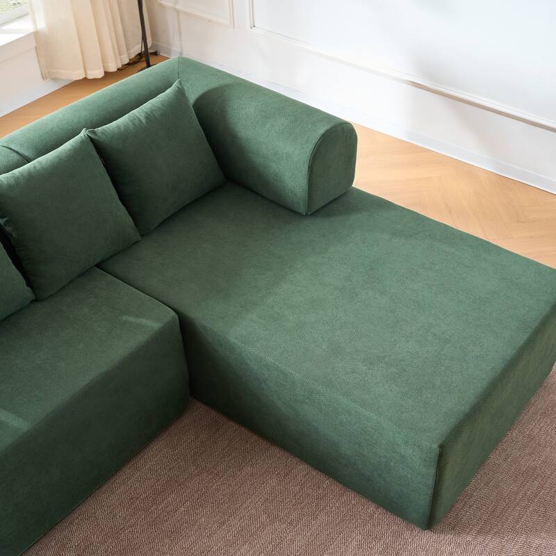 GDFStudio - 4-Seat Modular L-Shaped 106" Sectional Sofa with Movable Chaise & 5 Pillows