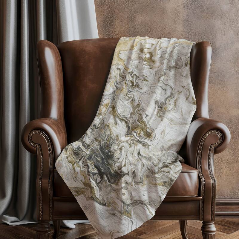 Premium Machine Washable Abstract Watercolor Sherpa Throw Blanket