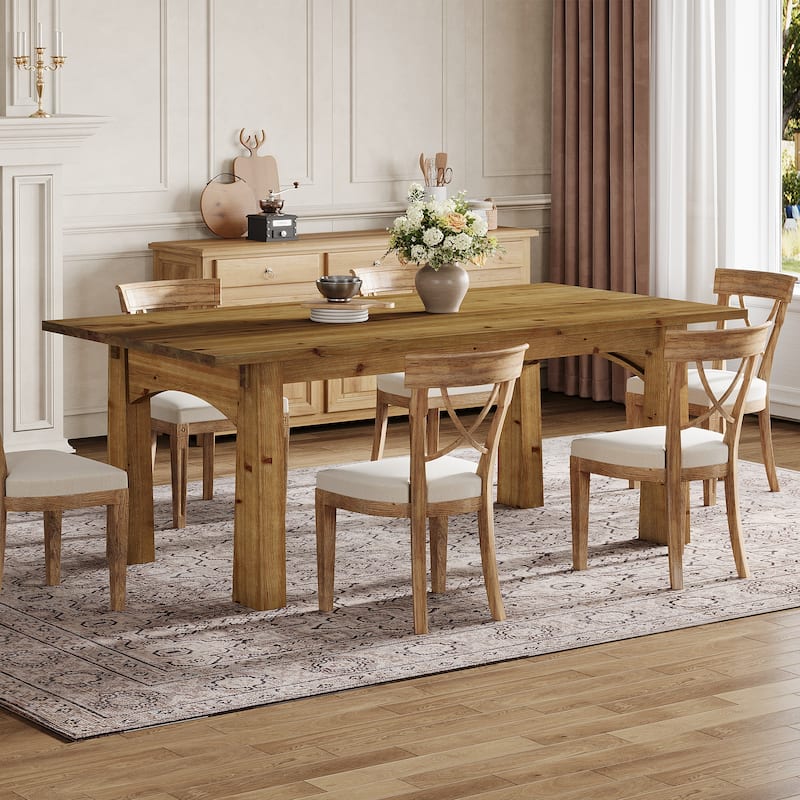 63-inch Farmhouse Solid Wood Dining Table