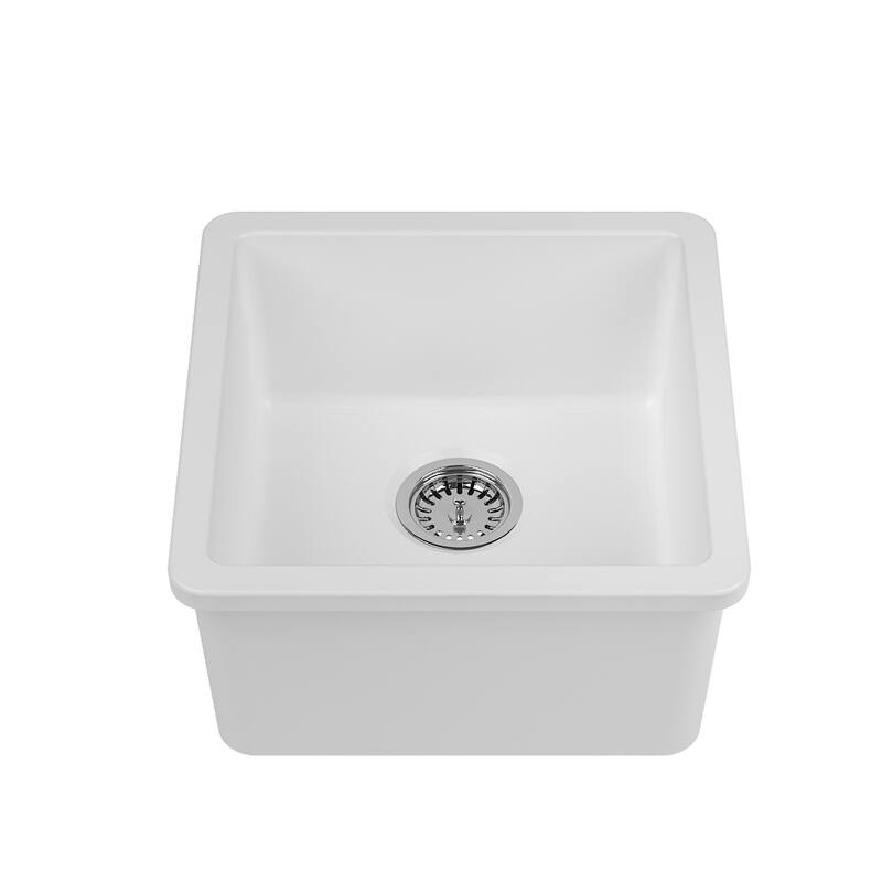 Sinksation Fireclay 17" L x 17" W Square Undermount Bar Kitchen Sink - 17