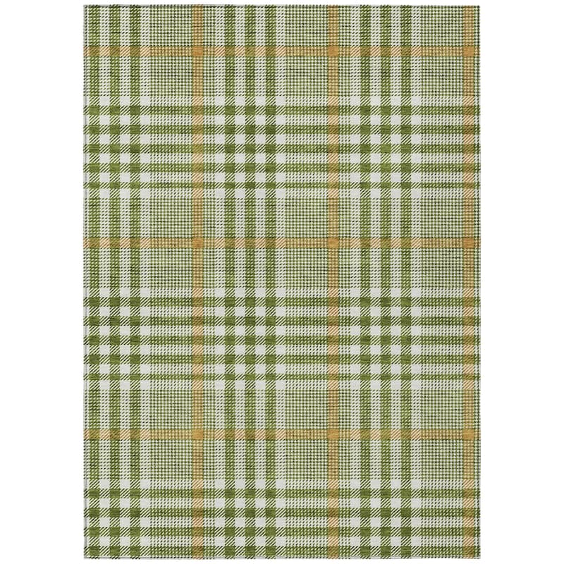 Machine Washable Indoor/ Outdoor Plaid Chantille Rug