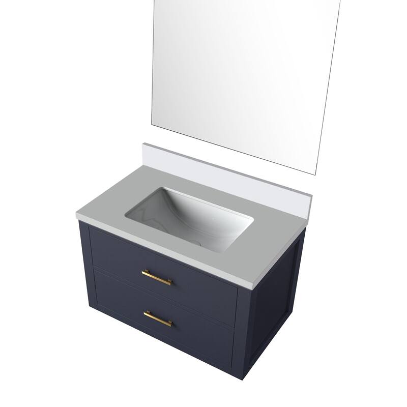 Castor Bath Vanity with Cultured Marble Top, Sink and Mirror