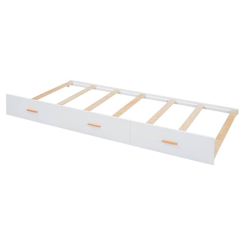 Twin Wooden Bunk Bed with Trundle, and Wardrobe, Desk & 5 Drawers - Gray Plywood, 400lb Capacity